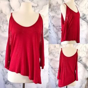 ✨HP✨ Blue Life Cold Shoulder Long Sleeve Tee Top